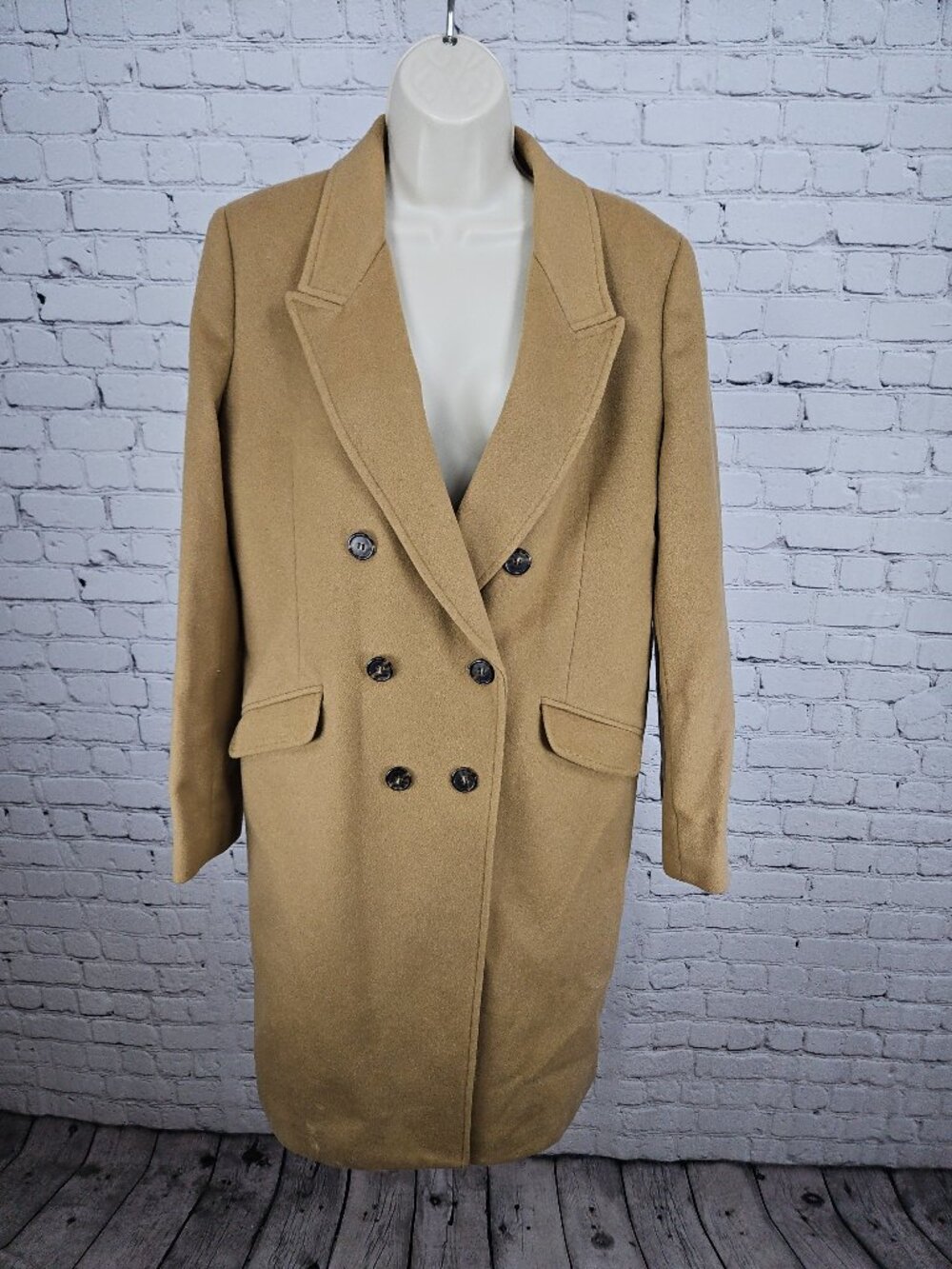 J.Crew Camel Wool Cashmere Blend Double Breasted Peak Lapel Topcoat 12